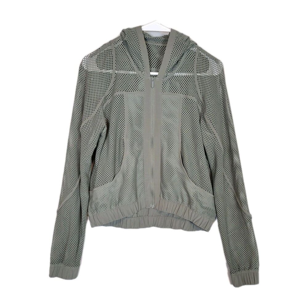 Lululemon Womens Relaxed Fit Mesh Hooded Jacket Size 2 Sage Green *Scented Read*